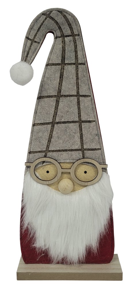 Dekofigur Wichtel mit Brille Kariert/Rot 17x5x41 cm