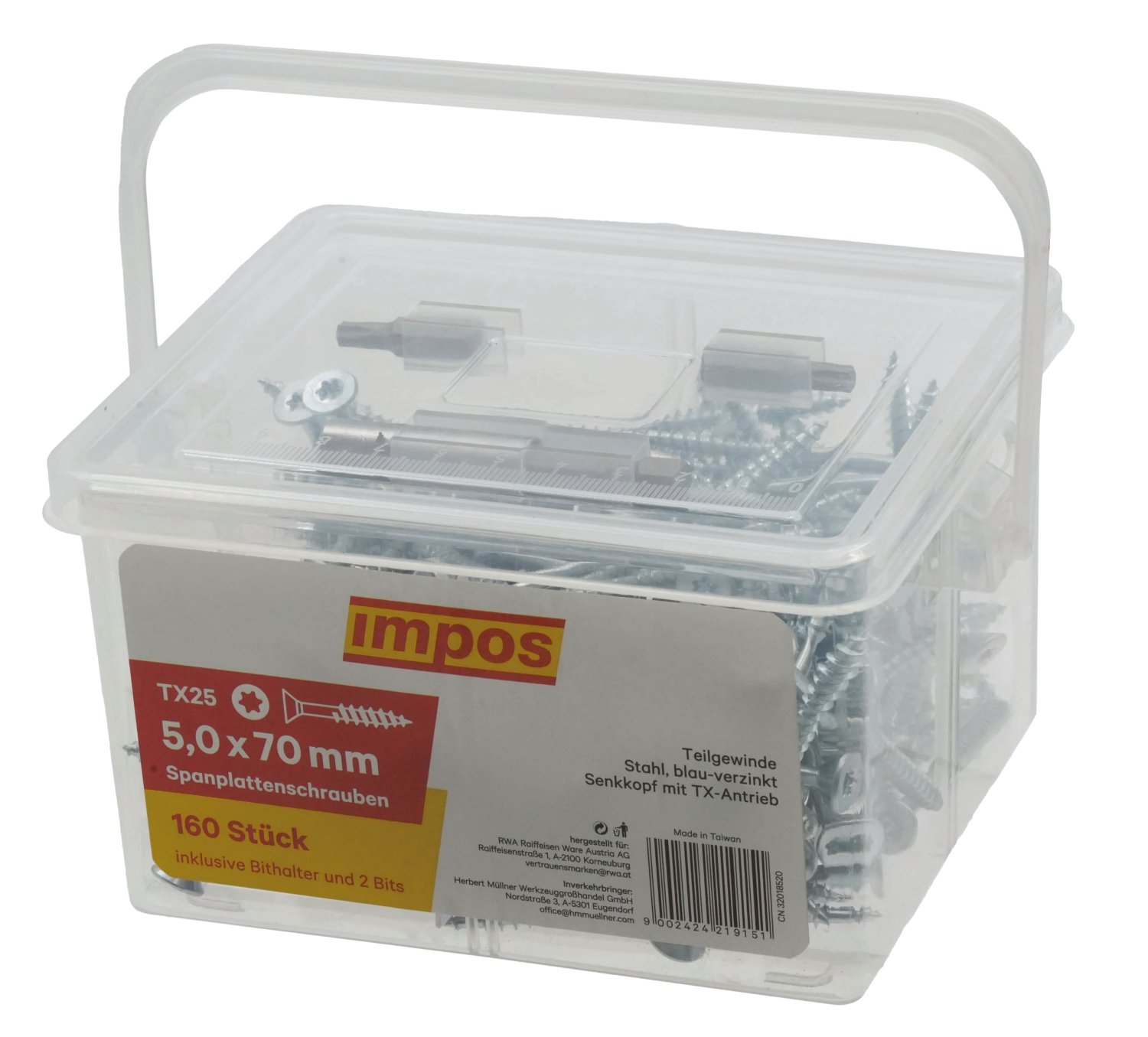 IMPOS Spanplatte Schraube Stahl blau-verzinkt 4x40 mm, 455 Stk.