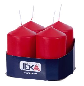 JEKA Stumpenkerze glatt Rot 50x80 mm (ØxH) 4 Stk.