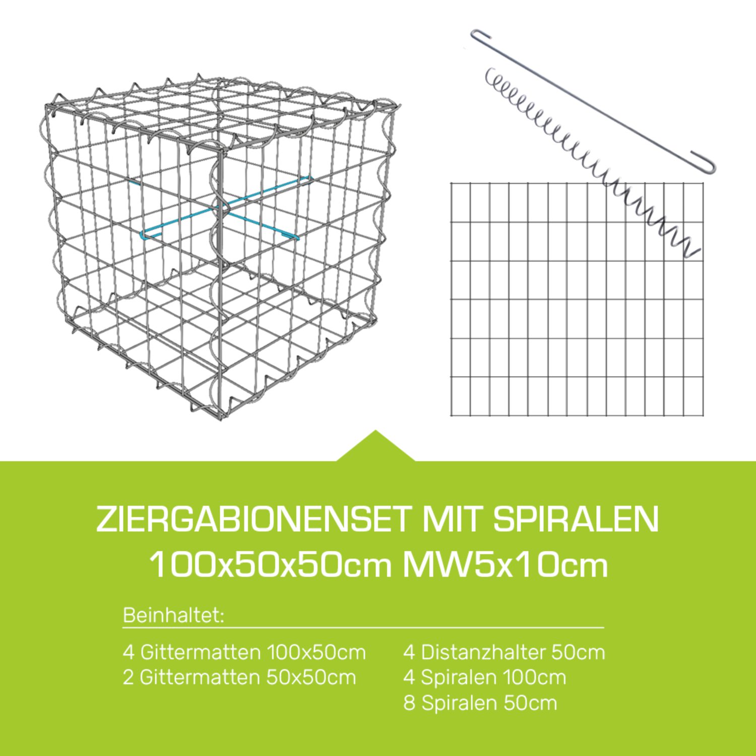 Ziergabione Set mit Spiralen