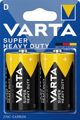 VARTA Zink-Kohle Batterie SUPER HEAVY DUTY D Mono R20 2er Pack