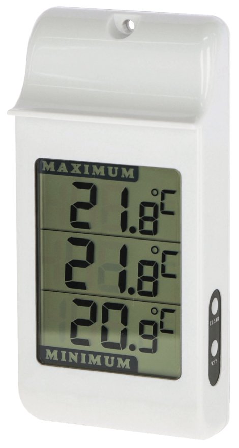 Max-Min-Thermometer digital 16x7,5x3 cm, weiß