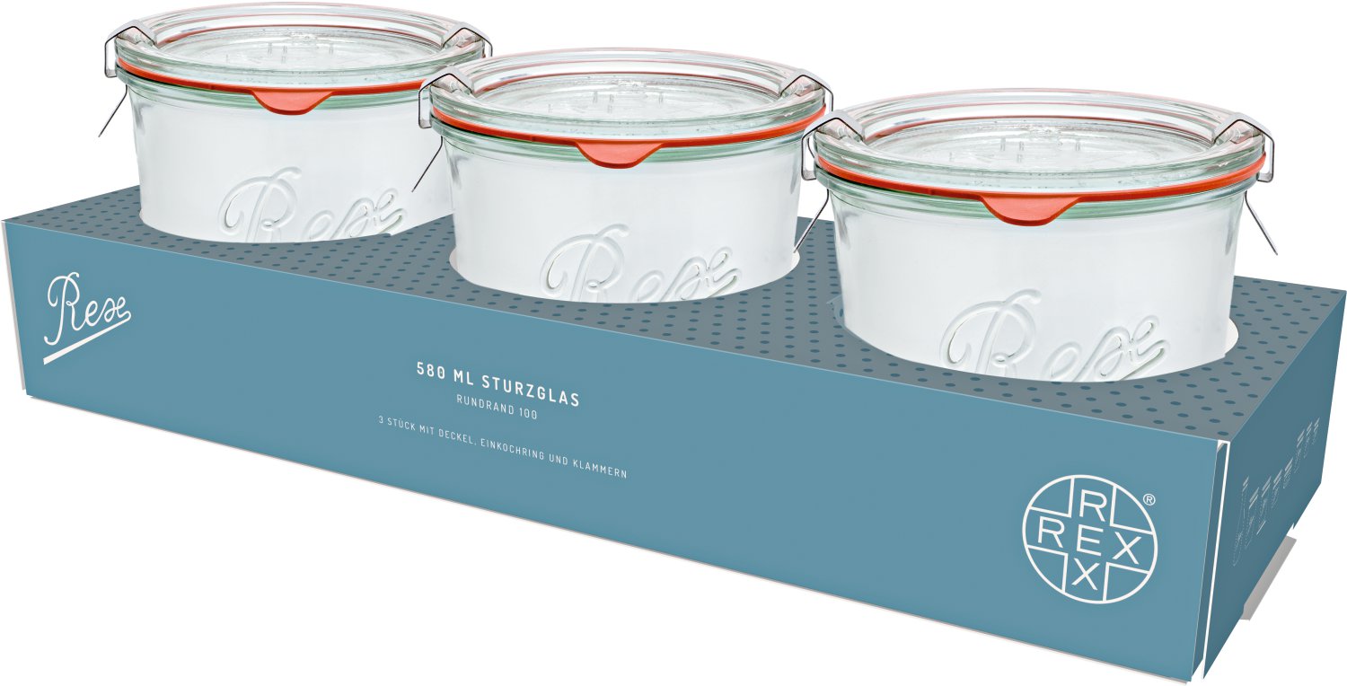 Rex Sturzglas mit Deckel 580 ml, 3 Stk.