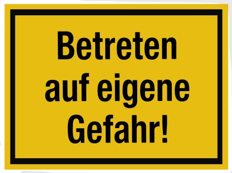 ALPERTEC Schild Betreten auf eigene Gefahr Gelb/Schwarz 30x20 cm