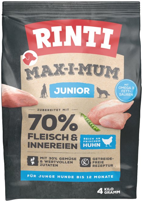 RINTI Hundetrockenfutter Maximum Junior Huhn 2x4 kg