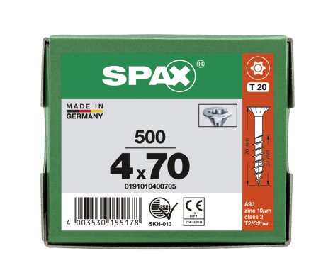 SPAX Universalschraube Senkkopf Teilgewinde Wirox A9J 4x70 mm 500 Stk.