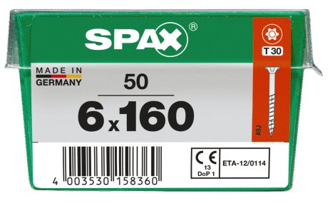 SPAX Schraube Senkkopf TRX 6,0x160 mm L 50 Stk.