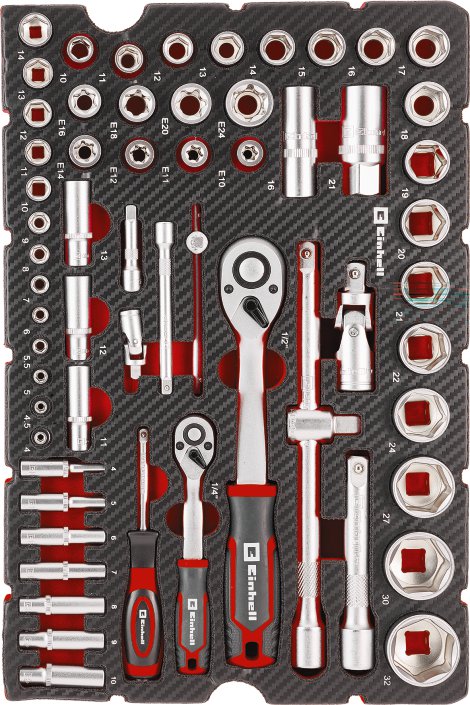 EINHELL Einleger E-Case Stecknuss- und Ratschen 60-tlg.