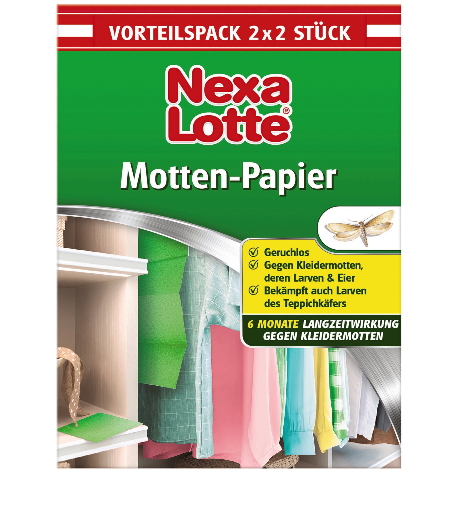 Nexa Lotte® Mottenschutz-Papier Vorteilspackung 2 x 2 Stk.