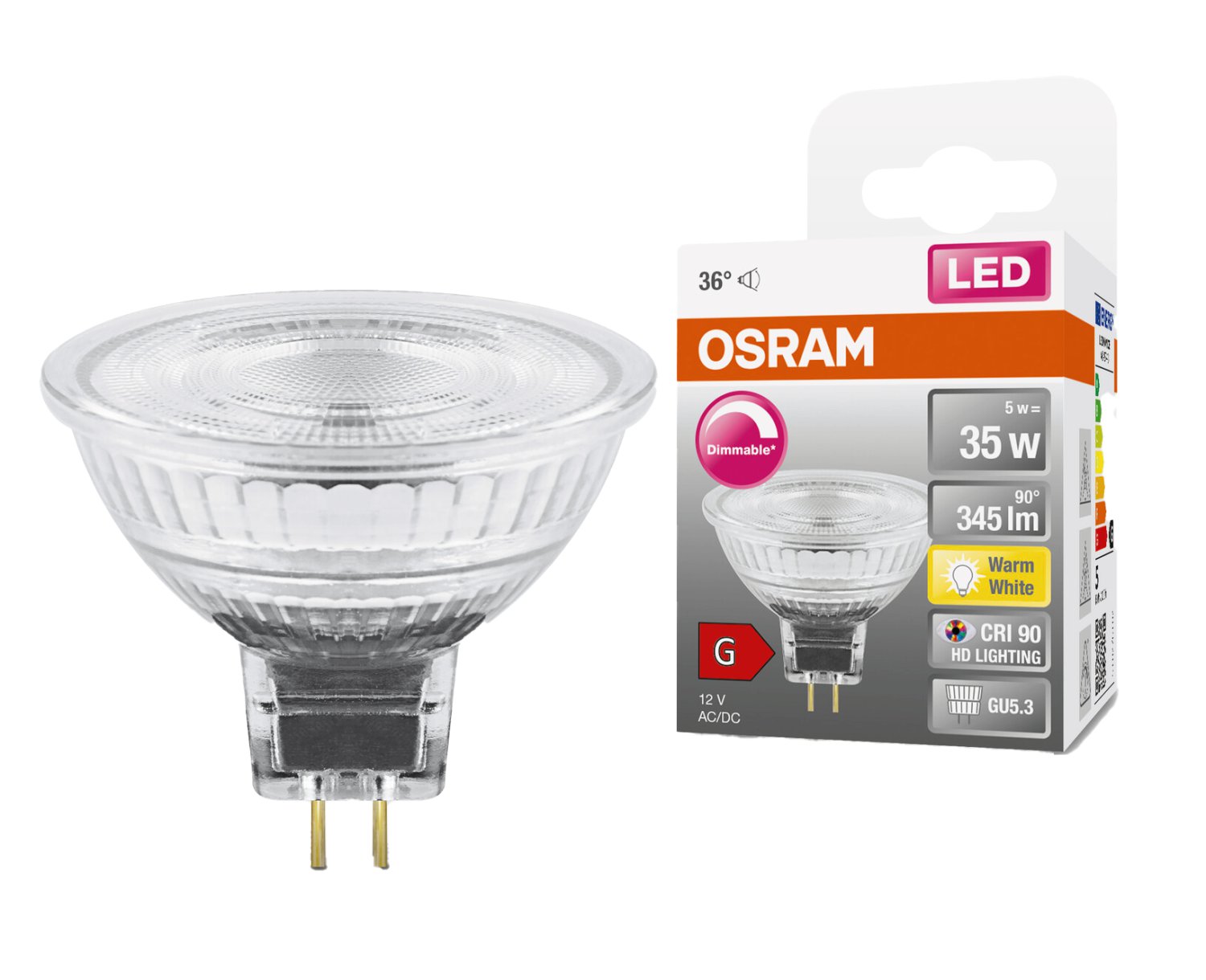 OSRAM LED-Reflekt Superstar MR 1635 GU5,3 weiß 4,9W