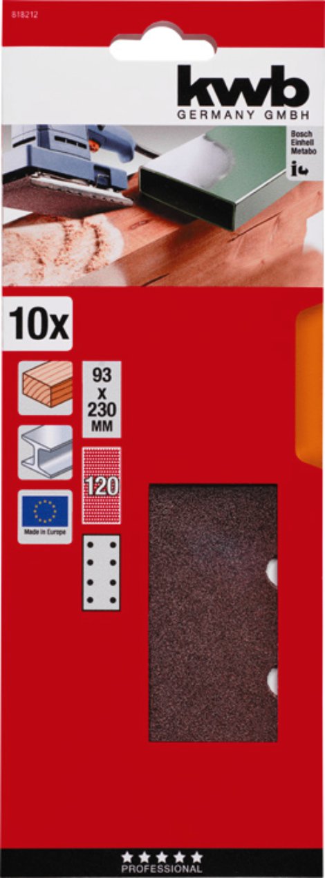KWB Schleifstreifen Korund B93 gelocht K120 10 Stk.