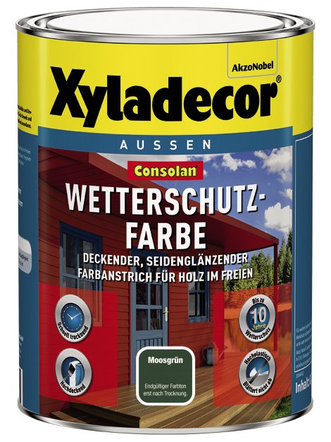 XYLADECOR Consolan Wetterschutz-Farbe Moosgrün 0,75 l