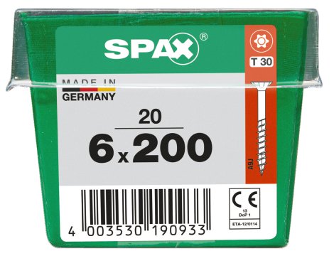 SPAX Schraube Senkkopf TRX 6,0x200 mm M 20 Stk.