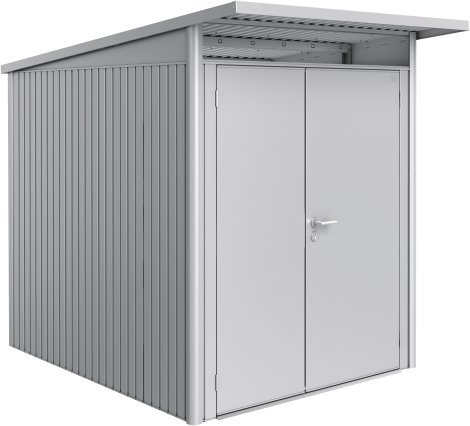 BIOHORT Gerätehaus A2 AvantGarde® 180x260x218 cm mit Doppeltür, Silber-Metallic