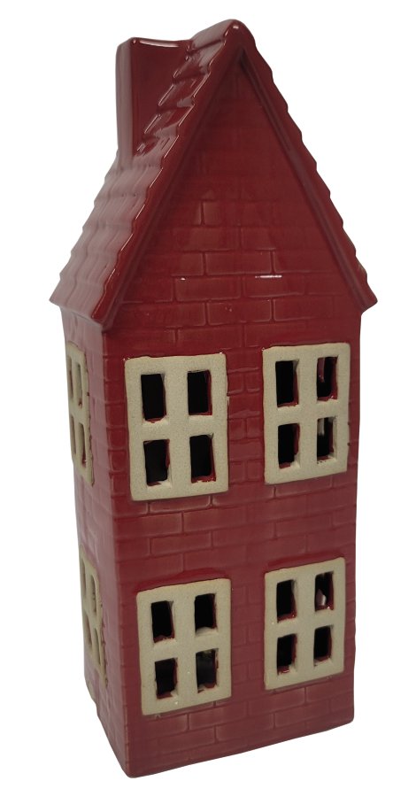 LED-Dekofigur Haus Rot 10,3x8,4x26 cm