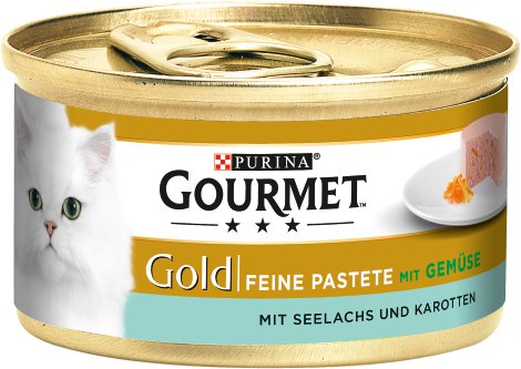 GOURMET Gold Feine Pastete Gemüse, Lachs & Karotten 12x85 g