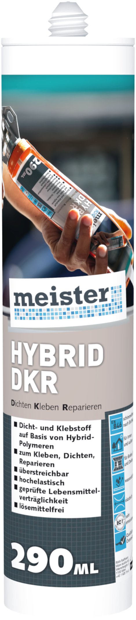 MEISTER Hybrid Elastik- Klebe- Dicht und Reparaturmasse 290 ml, grau