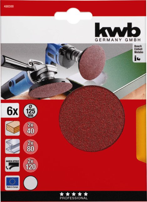 KWB Klett-Haftscheibe ungelocht sortiert Ø 125 mm