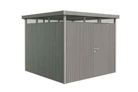 BIOHORT Gerätehaus HighLine H4 mit Standardtür 275x275x222 cm, Quarzgrau-Metallic