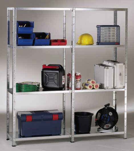 SCHULTE REGALWELT Grund + Anbauregal 8 Böden verzinkt 180x140x50 cm