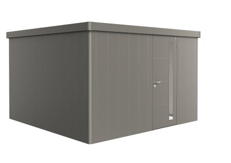 BIOHORT Gerätehaus Neo 4D Standardtür 348x348x222 cm, Quarzgrau-Metallic