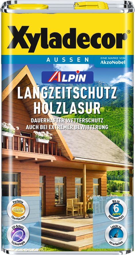 XYLADECOR Alpin Langzeitschutz Holzlasur Silbergrau 5 l