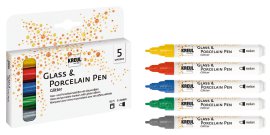 KREUL Malstift Glass & Porcelain Glitter Medium 5er-Set
