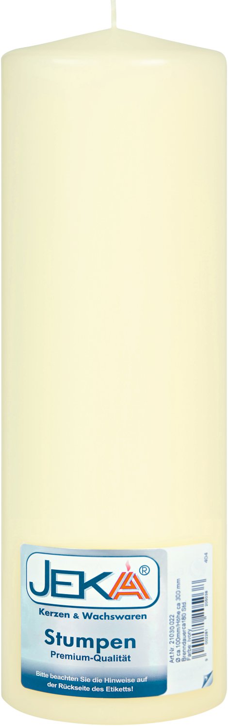 JEKA Stumpenkerze Elfenbein glatt 100x300 mm (ØxH)