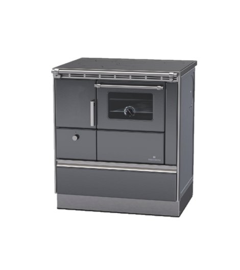 LOHBERGER Holzherd Rega 75 mit Stahlplatte 6 kW Anthrazit Anschluss rechts