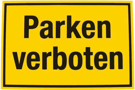 ALPERTEC Schild Parken verboten Gelb/Schwarz 20x3 cm