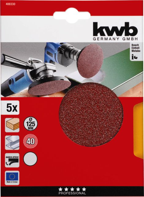 KWB Klett-Haftscheibe ungelocht K40 Ø 125 mm