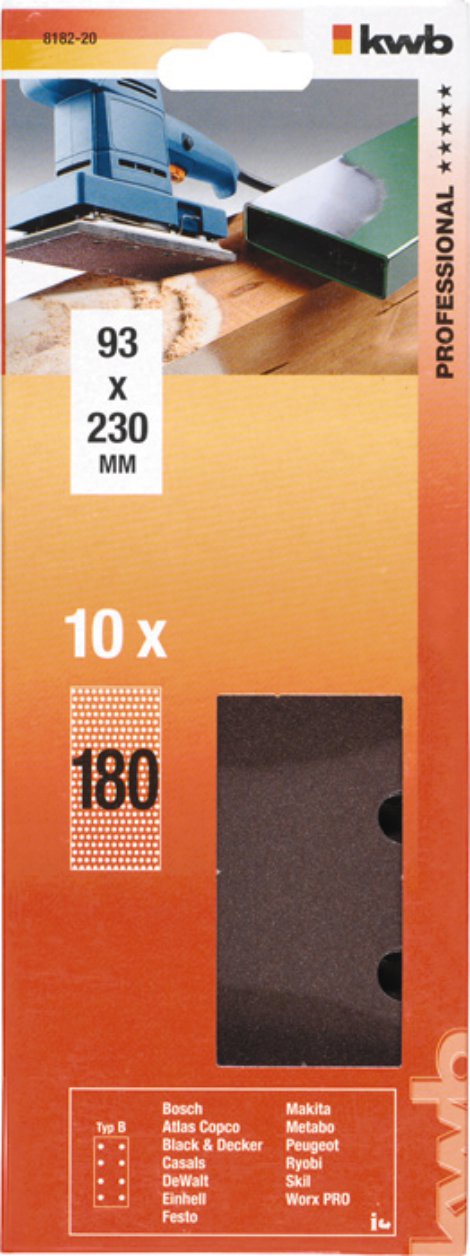 KWB Schleifstreifen Korund B93 gelocht K180 10 Stk.