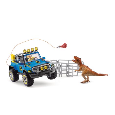 SCHLEICH Geländewagen mit Dino-Außenposten