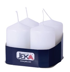 JEKA Stumpenkerze Weiß glatt 50x80 mm (ØxH), 4 Stk.