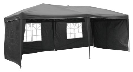 Alu-Pavillon mit 4 Seitenteilen Steingrau 6x3 m