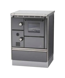 LOHBERGER Holzherd Rega 60 mit Stahlplatte 7,1 kW Anthrazit