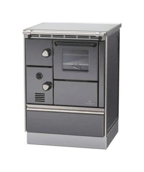 LOHBERGER Holzherd Rega 60 mit Stahlplatte 7,1 kW Anthrazit Anschluss rechts