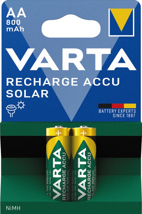 VARTA Recharge Accu Solar AA Mignon NiMH-Akku 800 mAh 2er Pack