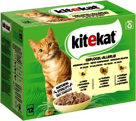 KITEKAT Katzen-Nassfutter Frischbeutel Geflügel Allerlei 12er-Pack je 85 g