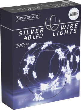 Silberdraht mit Stern 40 LED