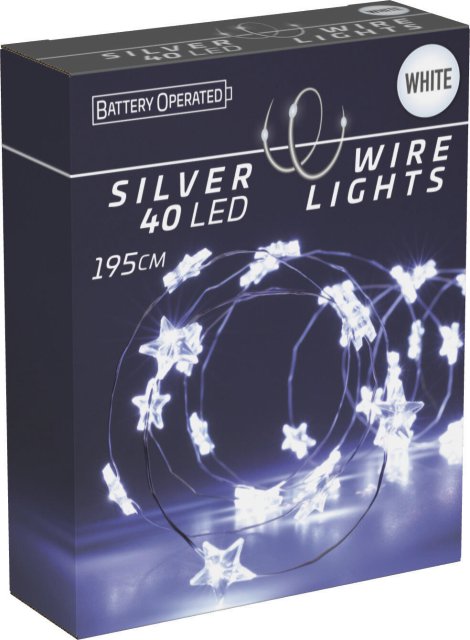 Silberdraht mit Stern 40 LED