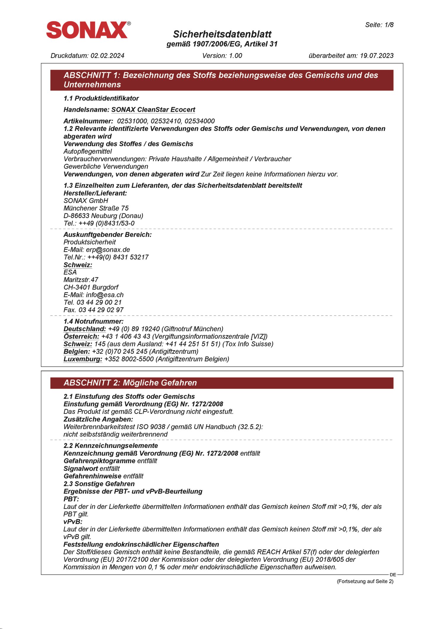 SONAX CleanStar Ecocert