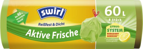 SWIRL® Aktive Frische Zitrus-System Müllbeutel 60 l, 8 Beutel 68x73cm