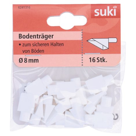 SUKI Bodenträger Kunststoff Weiß mit Stift Ø 8 mm 16 Stk.