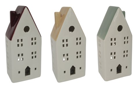 LED-Dekofigur Haus Rot/Gelb/Grün 8,2x7x18,8 cm