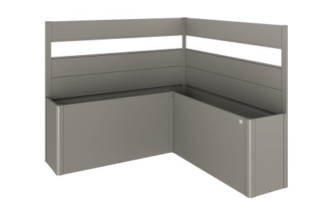 BIOHORT Sichtschutz für Belvedere L-Form mit Acrylglas, Quarzgrau-Metallic L200