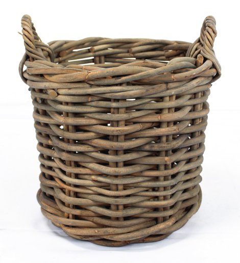 Holzkorb Rattan rund Grau 50x45 cm