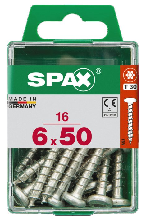 SPAX Schraube Rundkopf verzinkt 6x50 mm 16 Stk.