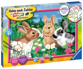 RAVENSBURGER Malen nach Zahlen Putzige Häschen