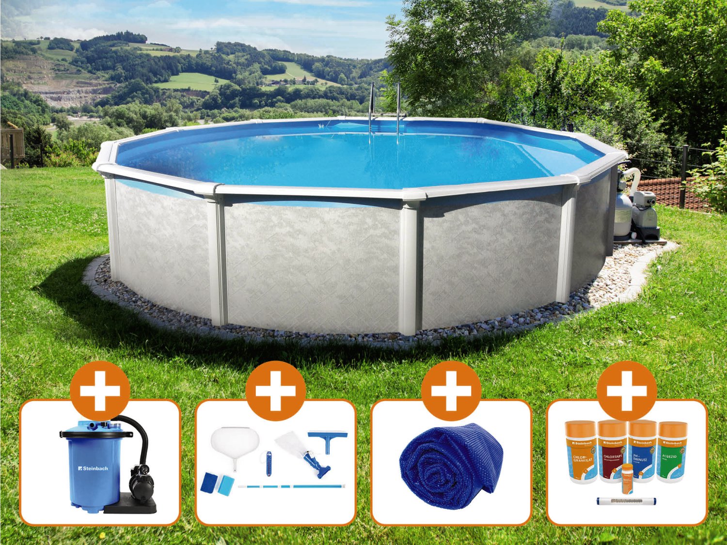 STEINBACH Stahlwandpool-Set Grande Ø 549x135 cm Small